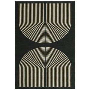 COZONY Modern Geometric Arch Black Washable Low Pile Area Rug - 1 of 4