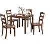 5-Piece Dining Set with Square Table and 4 Slat Back Chairs - 2 of 4