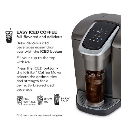 K-Elite Brushed Slate Single-Serve Coffee Maker with Iced Setting