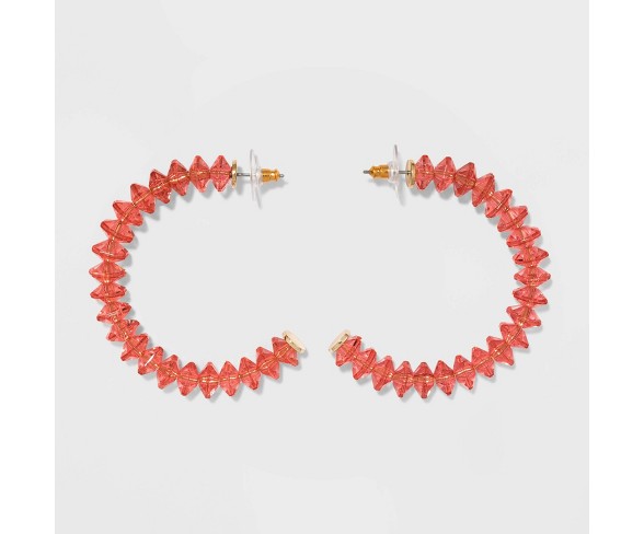 SUGARFIX by BaubleBar Clear Acrylic Hoop Earrings - Coral