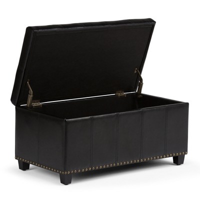 NicBex Faux Leather Storage Ottoman Bench,Storage Ottoman with Stitched Design and Nailhead Trim,Modern Storage Bench for Living Room,Bedroom