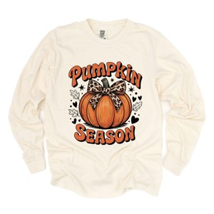 Simply Sage Market Coquette Pumpkin Season Leopard Garment Dyed Long Sleeve - 1 of 4
