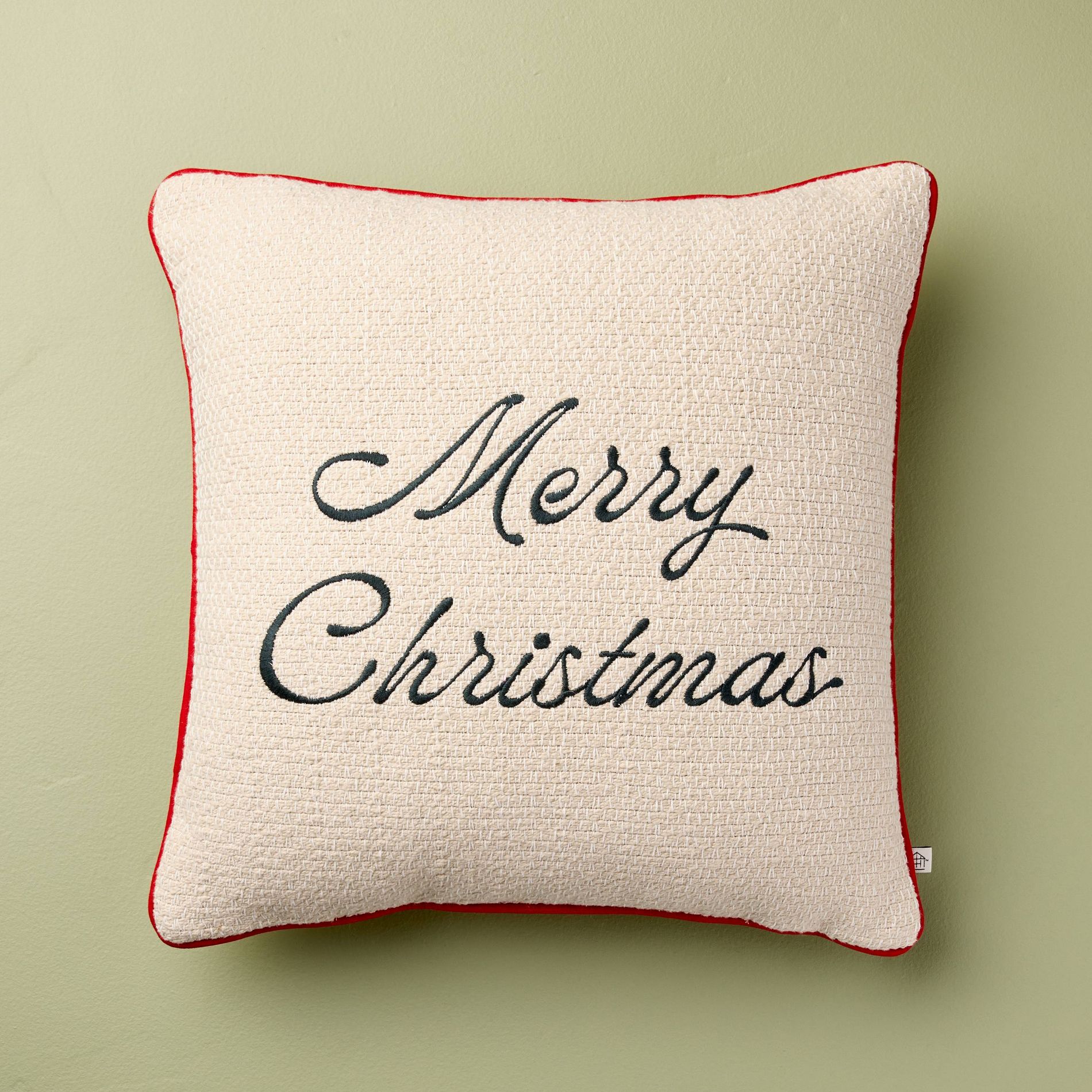 16"x16" 'Merry Christmas' Icon Square Toss Pillow Cream/Red Edge - Hearth & Hand™ with Magnolia