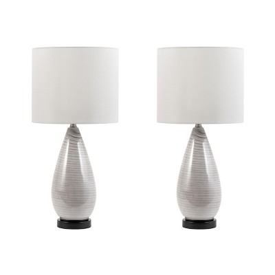 Columbus 27" Gray Glass & Metal Mid-Century Table Lamp