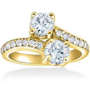 Pompeii3 1 1/2 cttw Forever Us 2-Stone Diamond Engagement Forever Us Ring 14k Yellow Gold - 1 of 4