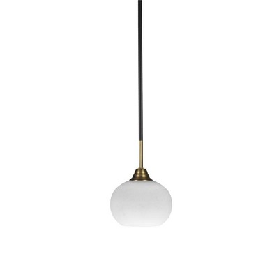 Toltec Lighting Paramount 1 - Light Pendant in  Matte Black/Brass with 7" White Muslin Shade