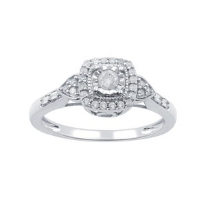 GILDED 1/4 CTTW Natural Diamond Cushion Shaped Ring in Sterling Silver with Miracle Plating, Size 7 - 1 of 4