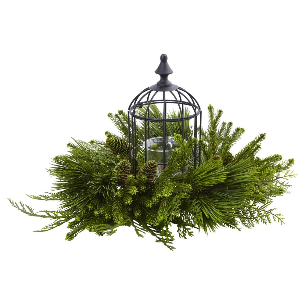 UPC 840703121950 product image for Mixed Pine Birdhouse Candelabrum - Nearly Natural, Adult Unisex, Green | upcitemdb.com