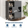 Mid-Century Modern 3-Tier Display Storage Cabinet with Doors Wooden Buffet Accent Cabinet Strong Legs for Living Room Dining Room Kitchen Hallway - 4 of 4