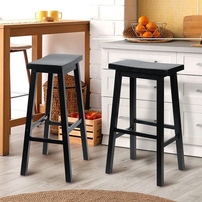 Black Adjustable Backless Saddle Style Wood Counter Stool