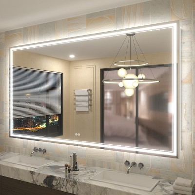 Apmir Super Bright 192 LEDs/m Front LED Lighted Anti-Fog Tempered Glass Bathroom/Vanity Mirror with ETL & 3-Year Warranty
