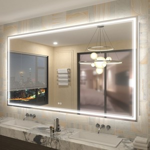 Apmir Super Bright 192 LEDs/m Front LED Lighted Anti-Fog Tempered Glass Bathroom/Vanity Mirror with ETL & 3-Year Warranty - 1 of 4