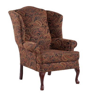 Comfort Pointe Paisley Cranberry Wing Back Chair