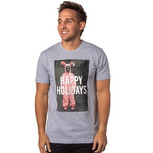 Seven Times Six A Christmas Story Men's Ralphie Bunny Suit Happy Holidays Adult T-Shirt Grey - 1 of 4
