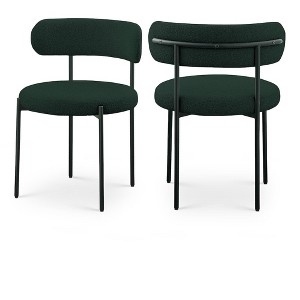Meridian Furniture,Beacon Green Boucle Fabric Dining Chair, Set of 2 - 1 of 4
