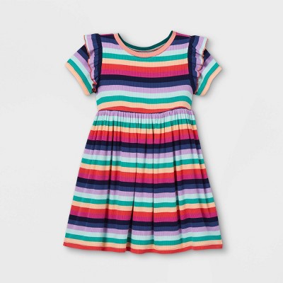 Girls Firetrap Stylish Short Puff Sleeves Casual Rib Dress Sizes from 5 to 13