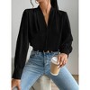 Women's Spring Fall Fashion Blouses Long Sleeve Solid Shirts V-Neck Loose Fit Outfits Casual Office Lightweight Tops - 3 of 4