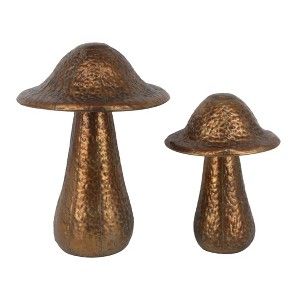 Transpac Oversized Metal Bronze Mushroom Decor Set of 2 Unique Home Decorations for Spring and Seasonal Decor - 1 of 2