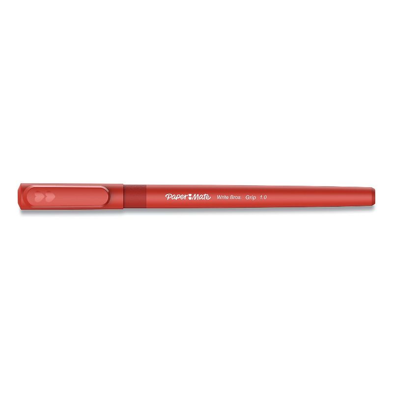 Paper Mart Paper Mate Write Bros. Grip Ballpoint Pen Stick Medium 1 mm Red Ink Red Barrel Dozen, 3 of 5