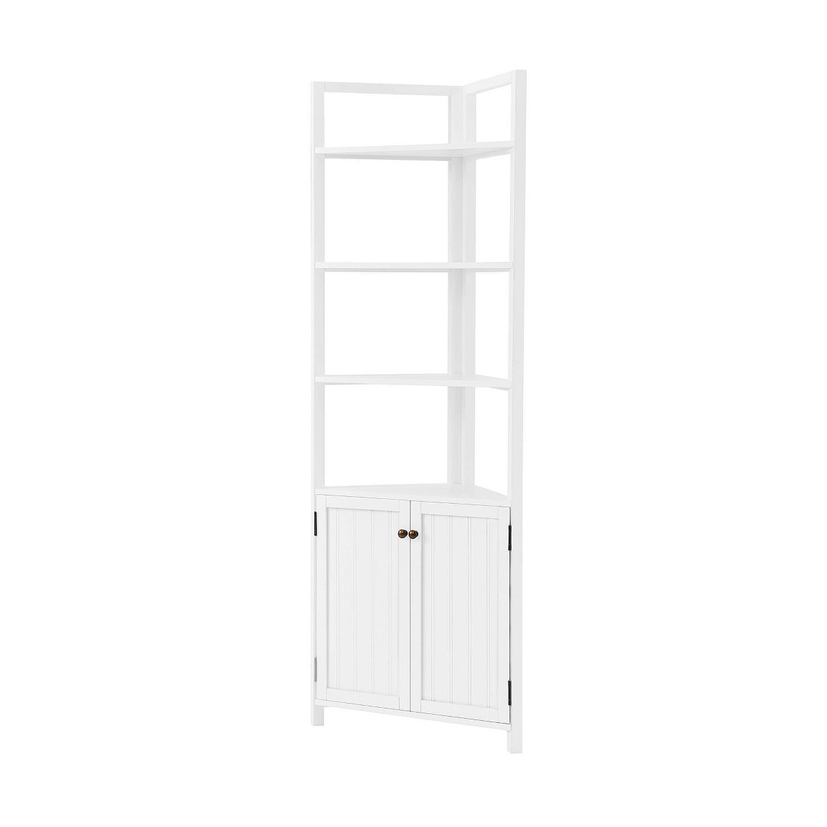 Dover Corner Storage Cabinet with Two Doors and Open Shelving White - Alaterre Furniture - thumbnail 4