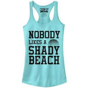 Juniors Womens CHIN UP Nobody Likes a Shady Beach Racerback Tank Top - 1 of 3
