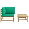 vidaXL 2 Piece Patio Lounge Set with Green Cushions Bamboo - 3 of 4