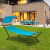 Gymax Outdoor Canopy Hammock Swing Chair Cushioned Patio Hanging Chaise Lounge w/ Pillow & Storage Bag Metal Swing Hammock Bed w/ Stand - 3 of 4