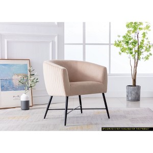 Velvet Upholstered Accent Chair with Clean Line Design and Plush Seat, Metal Legs, Stylish Modern Look - 1 of 4