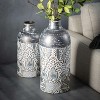 Sullivans Metal Baroque Printed Metal Vase Set of 2, 16"H & 12.5"H Gray - 3 of 4