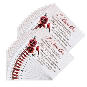 Dicksons Cardinal Roses - I Live On, White/Red 3 x 2 Inch Paper Itty Bitty Blessings Pocketcard, Pack of 24 - 1 of 1
