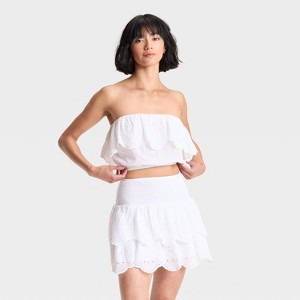 Women's Eyelet Tube Top - Universal Thread™ White - 1 of 3