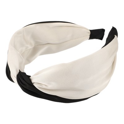 Unique Bargains Women\'s Black Headband Target Color Pc White Width 1 Satin 1.97\