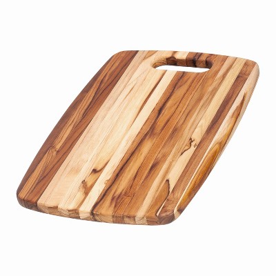 TeakHaus Marine Collection Edge Grain Teak 18x12 Inch Rectangle Cutting Board with Centered Hole Handle