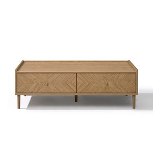 LuxenHome Summer Oak Manufactured Wood 2-Drawer 47" W x 23.4" D Coffee Table Brown - 1 of 4