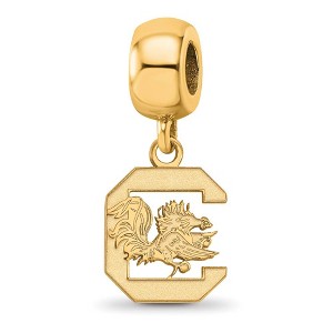 Black Bow Jewelry 14k Yellow Gold Plated Sterling Silver South Carolina Gamecocks NCAA Bead Charm - 1 of 4