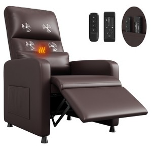 Power Recliner Chair with Massage and Heat, Adjustable Electric Ergonomic PU Leather Single Sofa - 1 of 4
