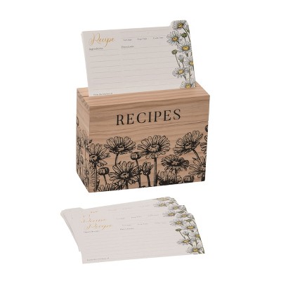 VIP Wood 6.75 in. White Recipe Box With 100 Cards Set of 2
