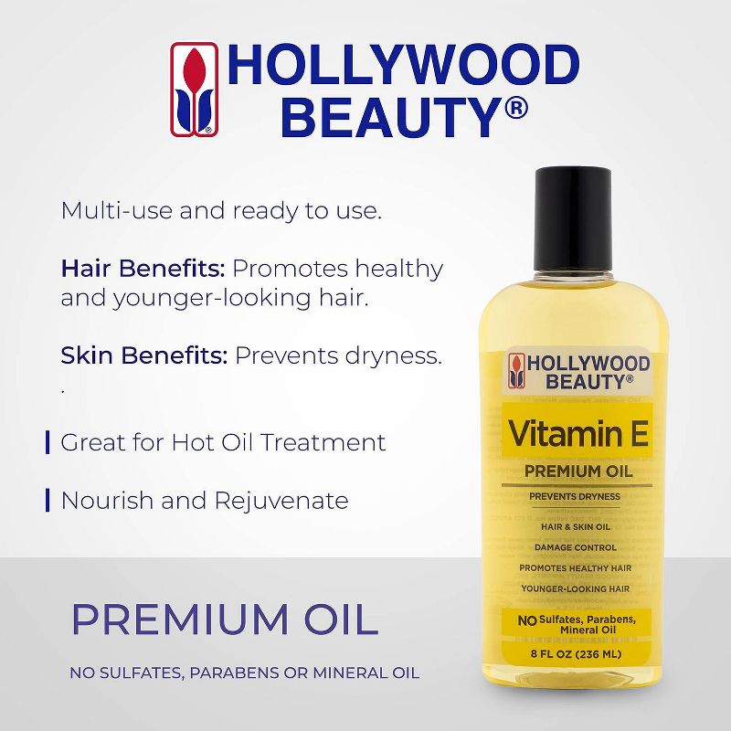 Hollywood Beauty Vitamin E Hair, Scalp and Skin Oil - 8 fl oz, 5 of 8