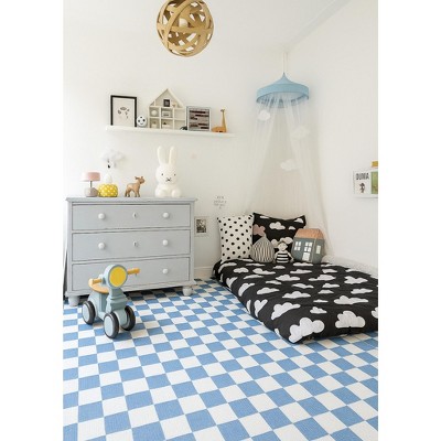 Rug Branch Kids Metro Checkered Harbor Blue Indoor Soft Area Rug