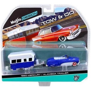 Maisto 1950 Mercury with Alameda Trailer Blue / White Tow & Go 1/64 Diecast Model - 1 of 2