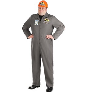 HalloweenCostumes.com Men's Plus Size Jurassic Park Dinosaur Keeper Halloween Costume with Jumpsuit, Hard Hat - 1 of 4