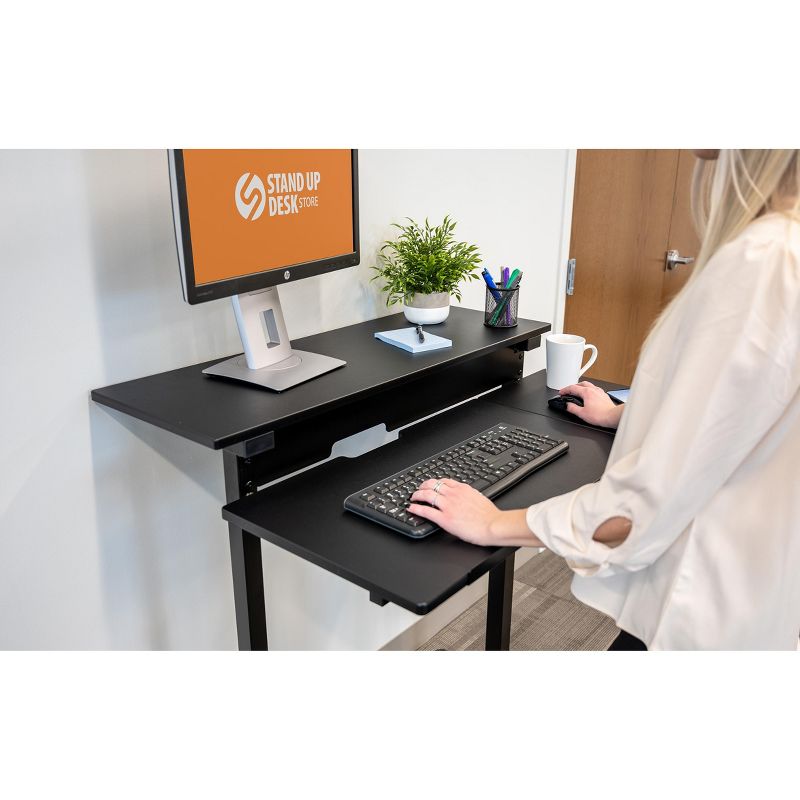 Stand Up Desk Store 48" Crank Adjustable Height Split Level Drafting Table Ergonomic Desk with Monitor Shelf, 3 of 5