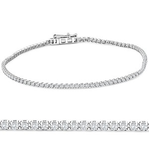 Pompeii3 1.89Ct Diamond Lightweight 7" Tennis Bracelet 14k White Gold Lab Created - 1 of 4