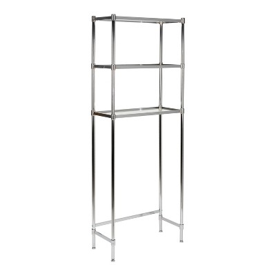 Chrome and Glass Over-the-Toilet Space Saver with 3 Shelves