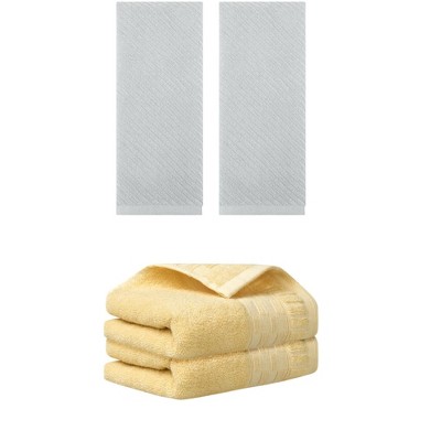 REGALWOVEN 4 Pcs Solid Soft Absorbent Hand Towel for Bathroom 14" x 30"