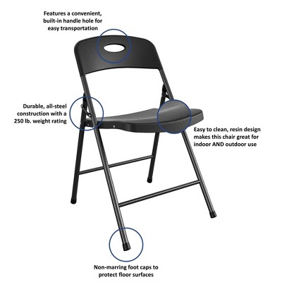 Cosco Indoor/Outdoor Black Resin Folding Chair 4-Pack
