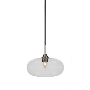 Toltec Lighting Paramount 1 - Light Pendant in  Matte Black/Brushed Nickel with 13" Clear Bubble Shade - 1 of 1