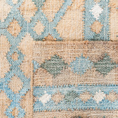 Kilim 4' x 6' Blue and Natural Wool Handmade Area Rug