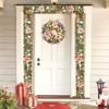 22 Inch Christmas Wreath for Front Door, Large Outdoor Christmas Wreath with Ball Ornaments Pine Cones for Fireplace Window Wall Decor - 2 of 4