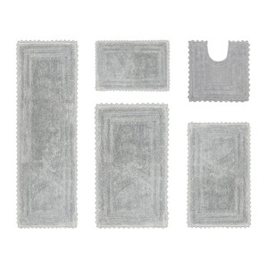 Lilly Crochet Collection 100% Cotton Tufted Reversible 5-Piece Bath Rug Set – Super Absorbent, Machine Washable Bathroom Mats with Crochet Pattern - 1 of 4